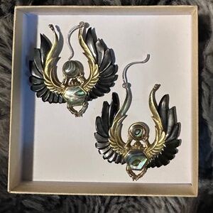 Scarab Egyptian style abalone earrings